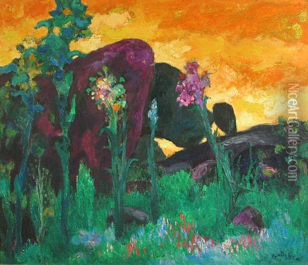 Floral Landscape Oil Painting - Emile Godchaux