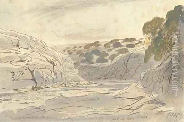 Lonely valley of Zebbug, Malta Oil Painting - Edward Lear