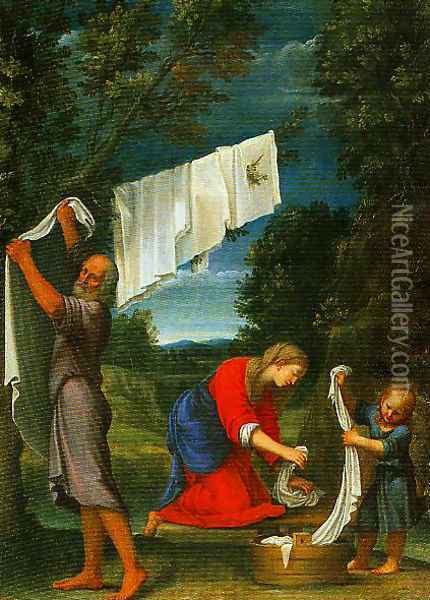 The Holy Family Oil Painting - Lucio Massari