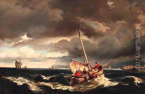 Shipping on stormy seas Oil Painting - Eugene Isabey