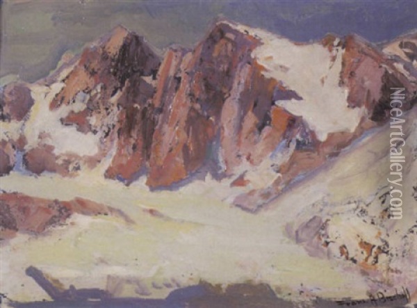Winter Mountain Landscape Oil Painting - Franz Arthur Bischoff