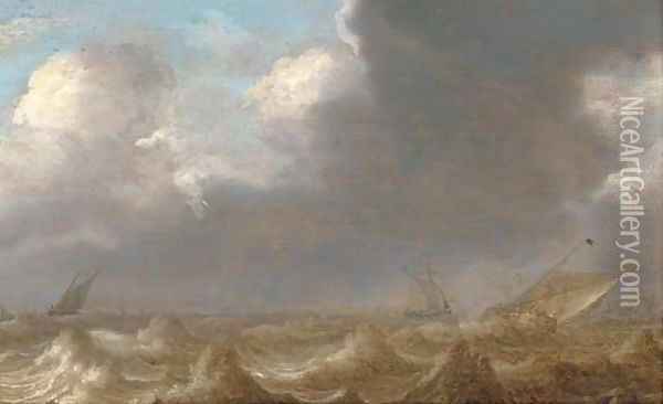 Shipping in a squall Oil Painting - Jan Porcellis