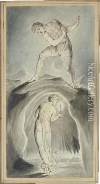 The Soul Exploring The Recesses Of The Grave Oil Painting - William Blake