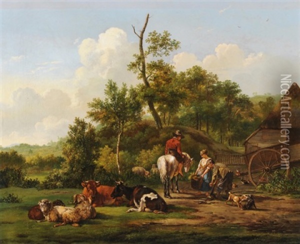 Weidelandschaft Oil Painting - Pieter Gerardus Van Os