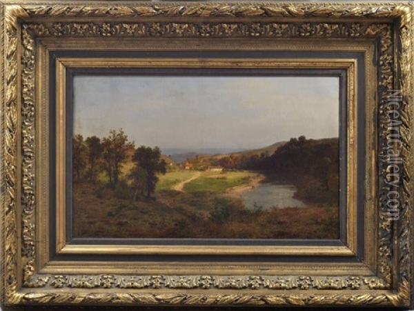 Landschaft Mit Breitem Flusstal Inmitten Bewaldeter Hugel (england?) Oil Painting - Wilhelm Klein