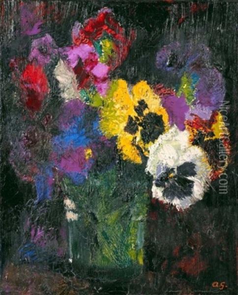 Pensees (pansies) Oil Painting - Augusto Giacometti