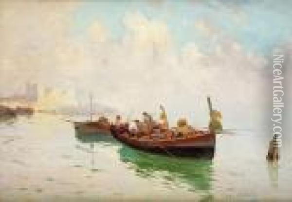 Barche E Pescatori Oil Painting - Edoardo Dalbono