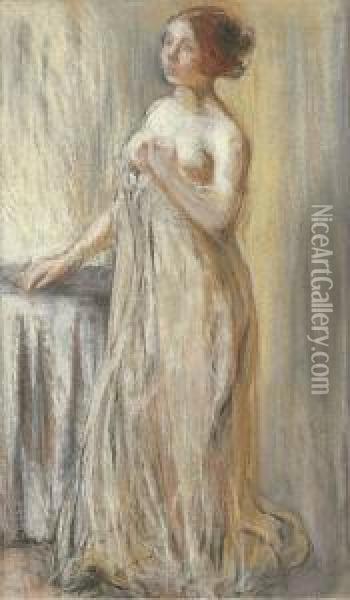 Stehender Frauenakt Oil Painting - Otto Vautier