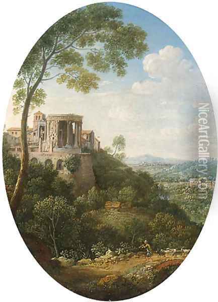 View of the Temple of the Sybil, Tivoli Oil Painting - Hendrik Frans Van Lint