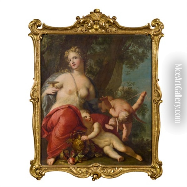 Venus Und Cupido Mit Zwei Spielenden Amoretten In Einer Landschaft Oil Painting - Jean-Baptiste van Loo