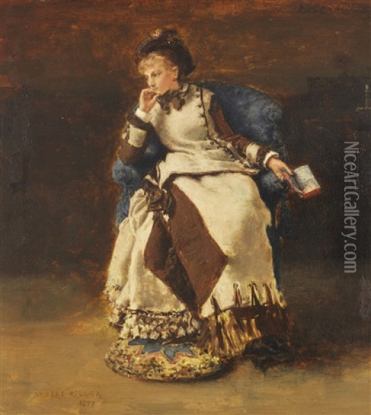 Sitzende Dame Mit Buch Oil Painting - Albert von Keller