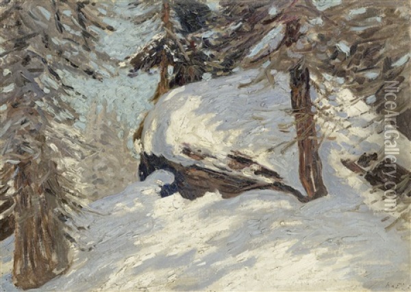 Larche Im Schnee Oil Painting - Hans am Ende