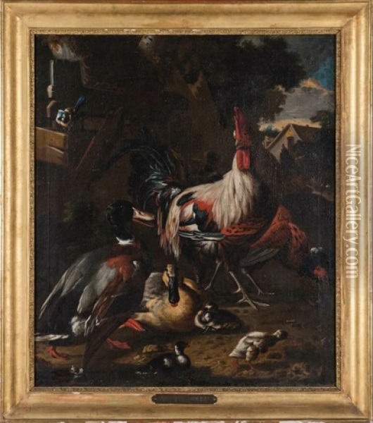 Coqs Et Volatiles Dans Un Paysage Oil Painting - Pieter Casteels III