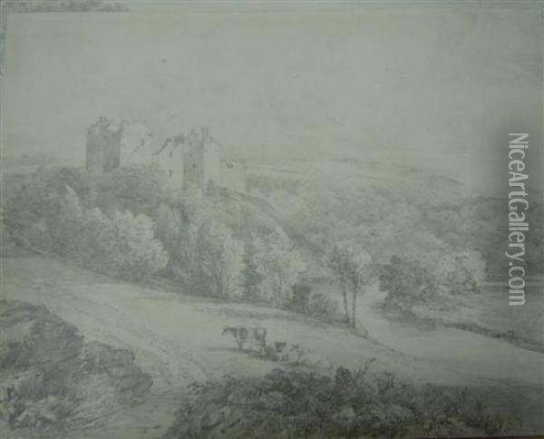 Sketches Of Doune Castle Oil Painting - Ramsay Richard Reinagle