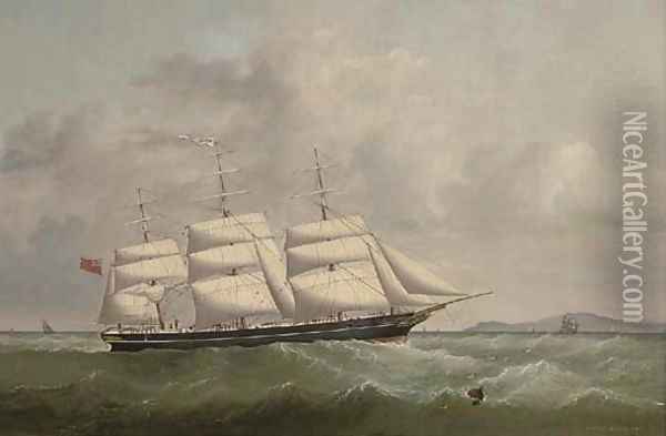 The British Peer outward bound, possibly on her maiden voyage, off the South Stack Lighthouse Oil Painting - Joseph Semple