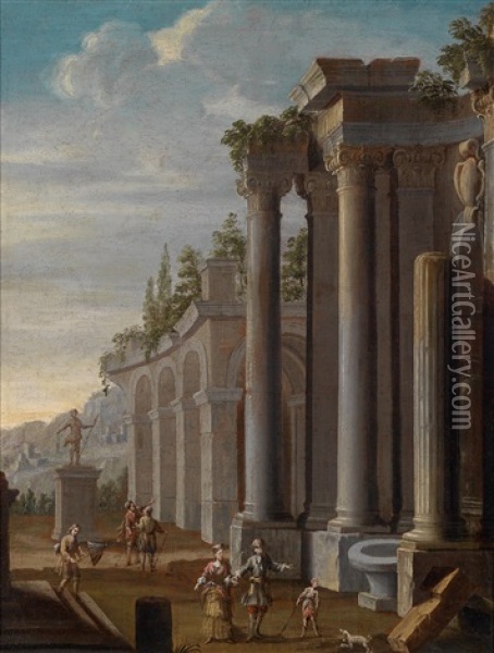 Ruinenarchitektur Mit Figurenstaffage Oil Painting - Giovanni Paolo Panini