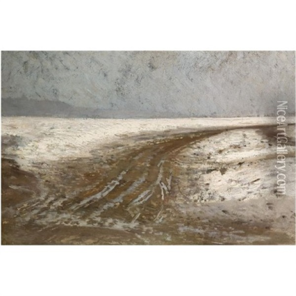 Road In Winter Oil Painting - Ilya Repin
