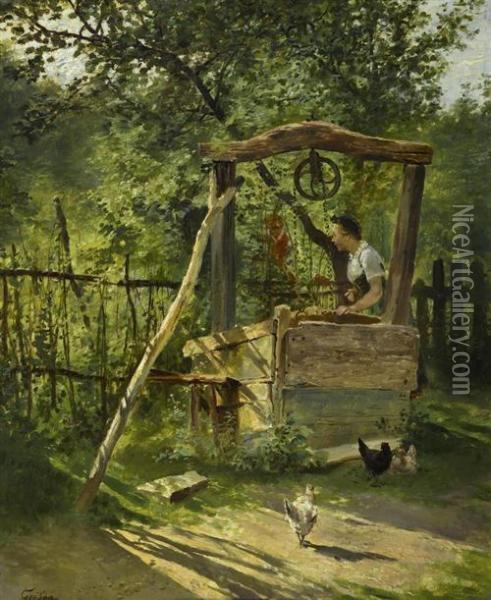 Jeune Paysanne Au Puits Oil Painting - Francois Adolphe Grison