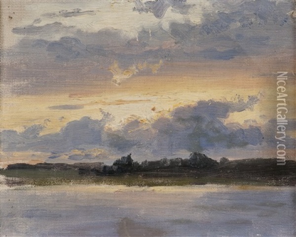 Sunset Oil Painting - Eero Jaernefelt