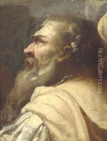 Study of a bearded man in profile Oil Painting - Giovanni Battista Piazzetta