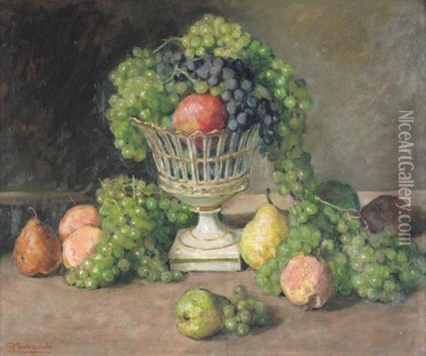 Natura Morta Con Frutta E Uva Oil Painting - Guido Di Montezemolo