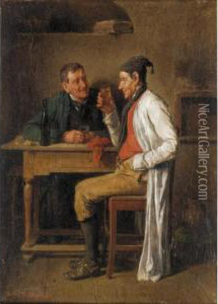 Drinking Friends Oil Painting - Friedrich V. Malheim Friedlaender