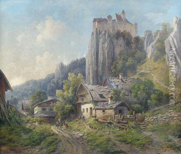 Landschaft Bei Bozen Mit Der Burg Runkelstein Oil Painting - Karl Millner