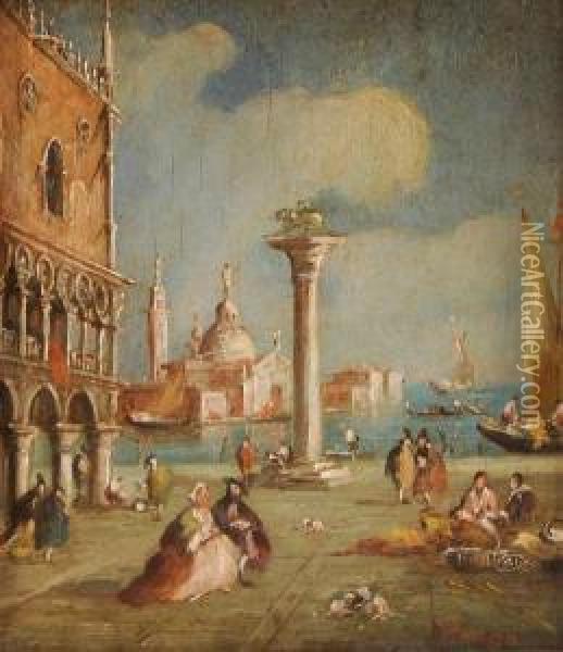 Scorcio Di Piazza San Marco Oil Painting - Giuseppe Ponga
