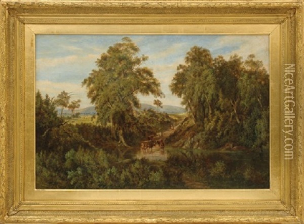Cattle By The Waterhole Oil Painting - Abraham Louis Buvelot