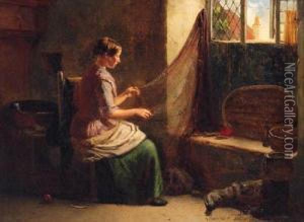 Mending The Nets Oil Painting - Thomas Chambers