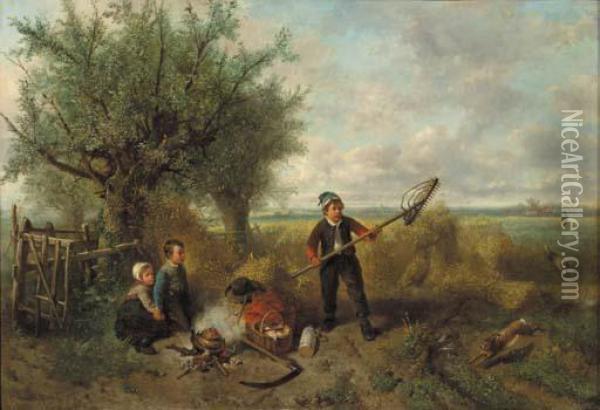 The Disturbed Picknick Oil Painting - Jan Mari Henri Ten Kate