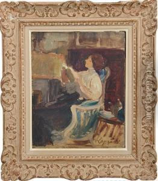 Portrait De Femme Sur Chaise Oil Painting - Pierre Laprade