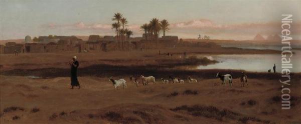 Leading The Flock Oil Painting - Frederick Goodall