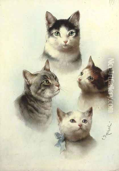 Cute cats Oil Painting - Carl Reichert
