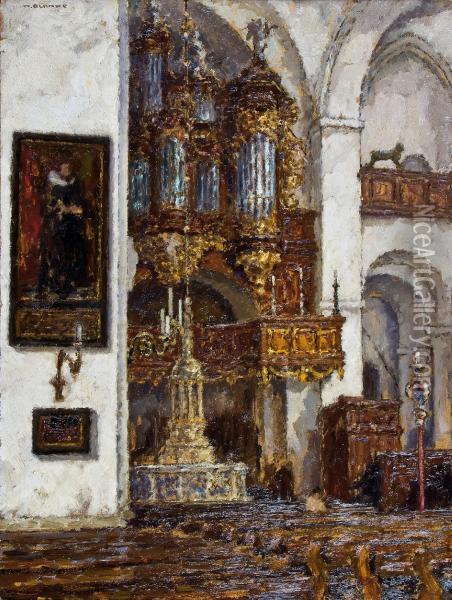 Inneres Einer Kirche Mit Orgel Oil Painting - Wilhelm Blanke
