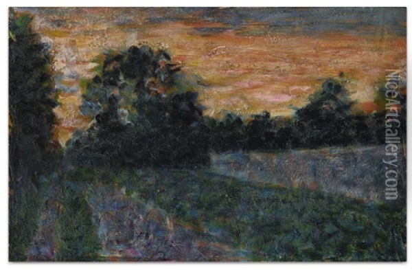 Couchant Oil Painting - Georges Seurat