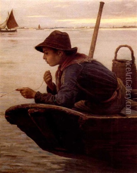 The Fisherboy Oil Painting - Antonio Ermolao Paoletti