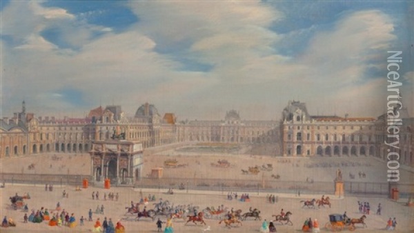 Vue Du Louvre Oil Painting - Giuseppe V. Canella