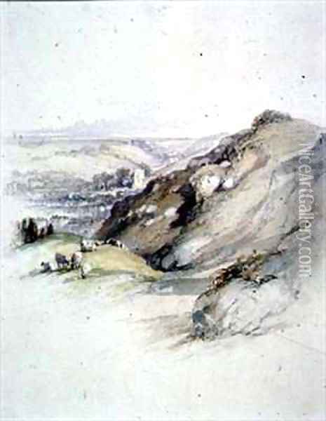 Rocks at Hastings, view from the East Cliff Oil Painting - Robert Brandard