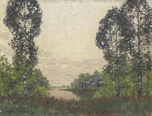 Fluslandschaft Im Dachauer Moos Oil Painting - Gustav Heinrich Munch