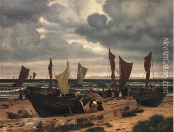 Bade Pa Stranden, Hornbaek Oil Painting - Vilhelm Peter Karl Kyhn