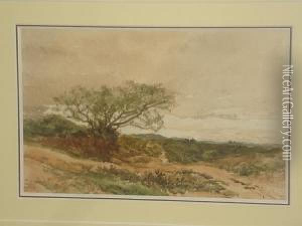 Heathland Landscape With Tree And Figures Onthe Horizon Oil Painting - Edmund Morison Wimperis