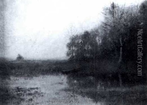 Landscape With Pond Oil Painting - Bruce Crane