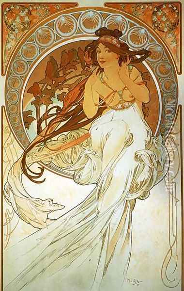 Music. From The Arts Series. 1898 Oil Painting - Alphonse Maria Mucha