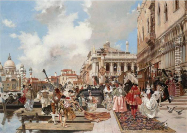 The Carnival, Venice Oil Painting - Francois Flameng