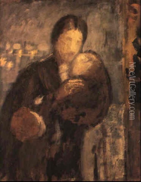 Mor Och Barn Oil Painting - Odilon Redon