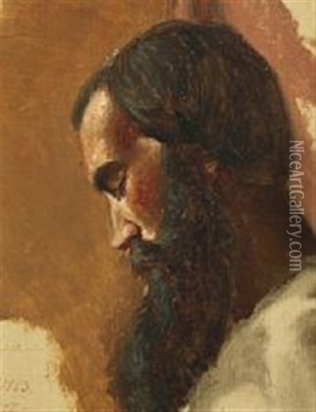 A Man's Portrait Oil Painting - Albert Thorvald Josef Price