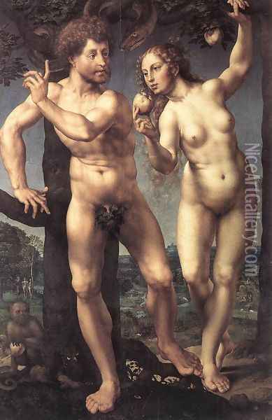 Adam and Eve 1525 Oil Painting - Jan Mabuse