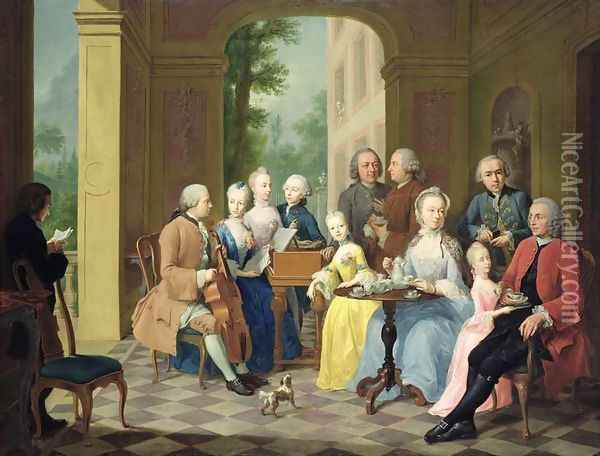 Portrait of the Timmermann Family, 1758 Oil Painting - Johann Heinrich The Elder Tischbein