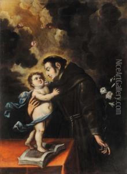 Sant'antonio Con Bambino Oil Painting - Anton Maria Vassalo